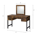 Juvanth Vanity Desk & Mirror, Rustic Oak & Black Finish Acme