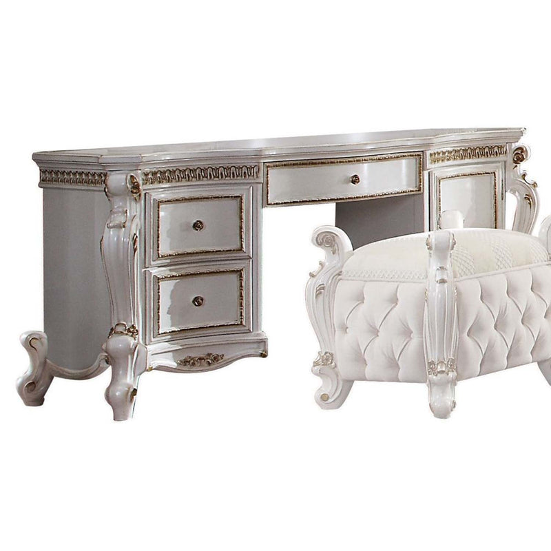 Picardy Vanity Desk, Antique Pearl Finish Acme