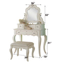 Edalene Vanity Desk w/Mirror, Pearl White Finish Acme