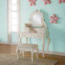 Edalene Vanity Desk w/Mirror, Pearl White Finish Acme