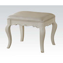 Edalene Vanity Stool, Pearl Faux Leather & Pearl White Finish Acme