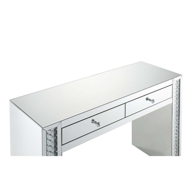 Nysa Vanity Desk, Mirrored & Faux Crystals Acme