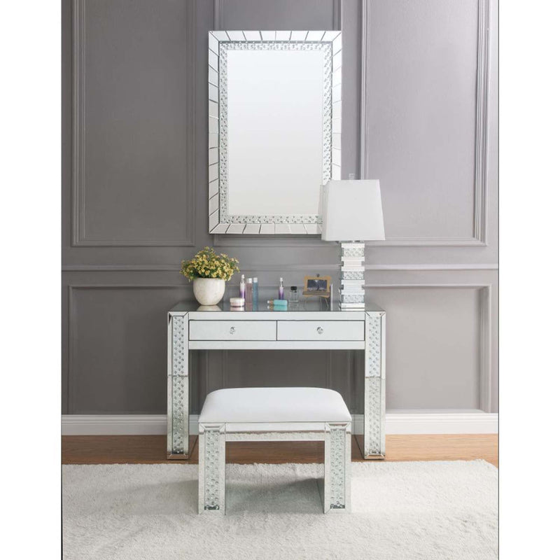 Nysa Vanity Desk, Mirrored & Faux Crystals Acme