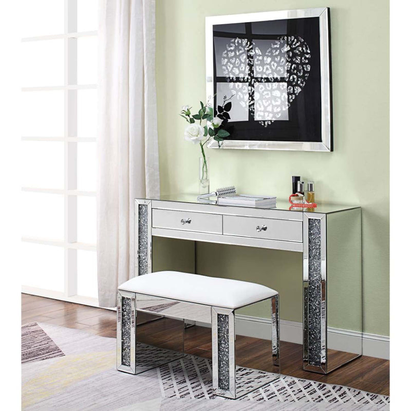 Noralie Vanity Desk, Mirrored & Faux Diamonds Acme