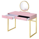 Coleen Vanity Desk w/Mirror & Jewelry Tray, Pink & Gold Finish Acme