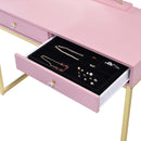 Coleen Vanity Desk w/Mirror & Jewelry Tray, Pink & Gold Finish Acme