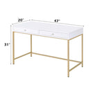 Ottey Vanity Desk , White High Gloss & Gold Finish Acme
