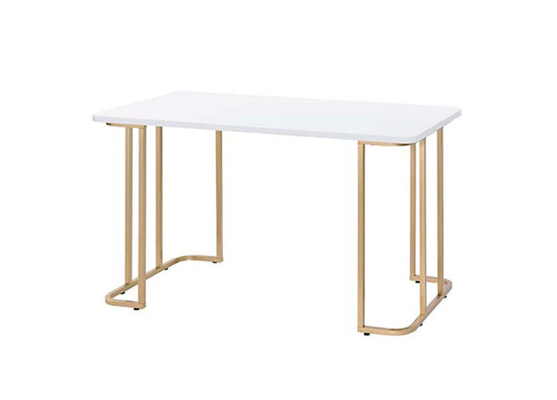 Estie Vanity Desk, White & Gold Finish Acme