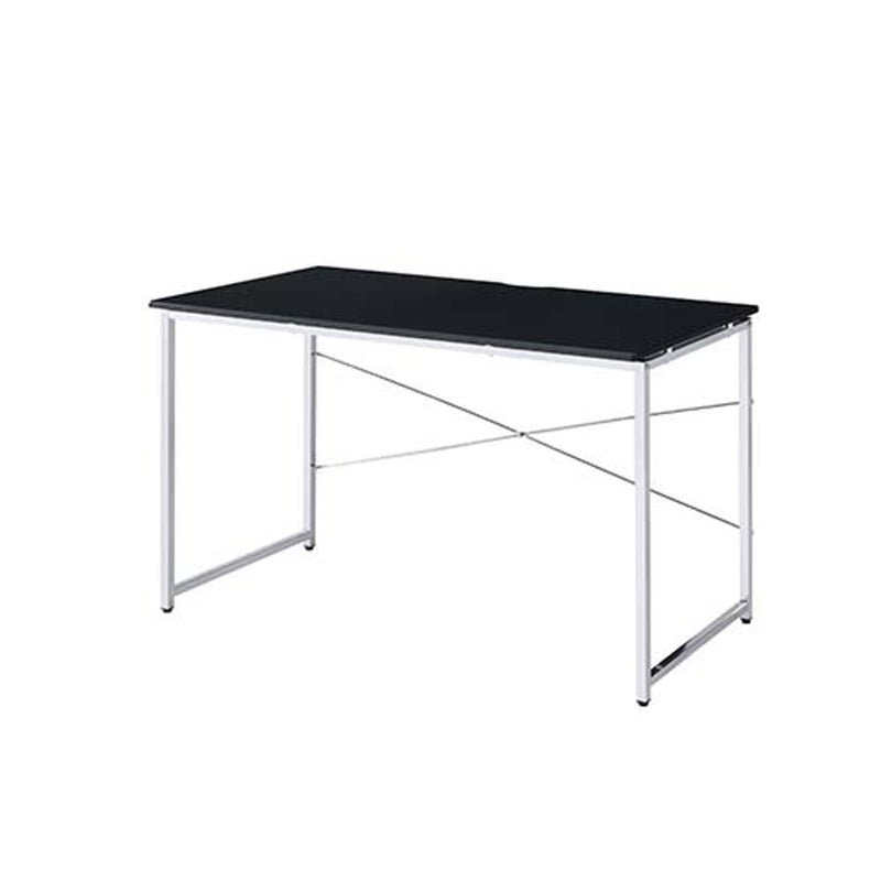 Tennos Vanity Desk, Black & Chrome Finish Acme