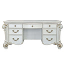 Vendome Vanity Desk, Beige Faux Leather & Antique Pearl Finish Acme