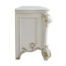 Vendome Vanity Desk, Beige Faux Leather & Antique Pearl Finish Acme