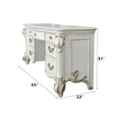 Vendome Vanity Desk, Beige Faux Leather & Antique Pearl Finish Acme