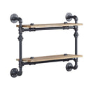 Brantley Wall Rack w/2 Shelves, Oak & Sandy Black Finish Acme