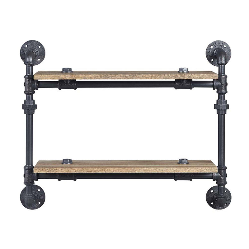 Brantley Wall Rack w/2 Shelves, Oak & Sandy Black Finish Acme