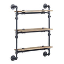 Brantley Wall Rack w/3 Shelves, Oak & Sandy Black Finish Acme