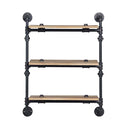Brantley Wall Rack w/3 Shelves, Oak & Sandy Black Finish Acme