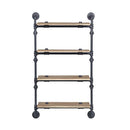 Brantley Wall Rack w/4 Shelves, Oak & Sandy Black Finish Acme