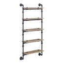 Brantley Wall Rack w/5 Shelves, Oak & Sandy Black Finish Acme