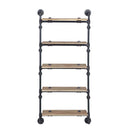 Brantley Wall Rack w/5 Shelves, Oak & Sandy Black Finish Acme