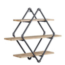 Brantley Wall Rack w/3 Shelves, Oak & Sandy Black Finish Acme