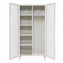 Priya II Wardrobe, White & Light Faux Leather rple Finish Acme