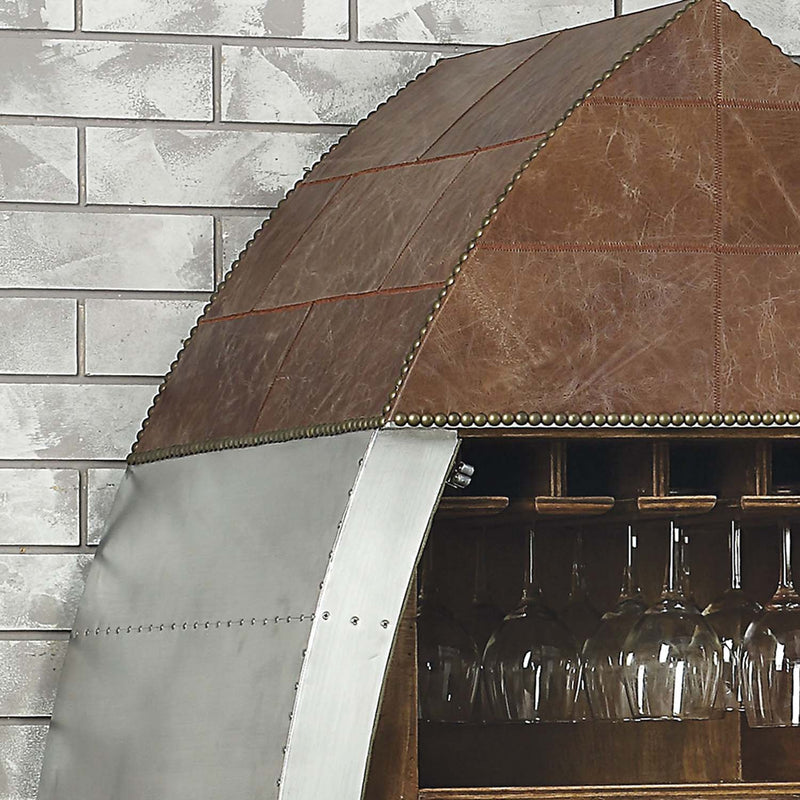 Brancaster Wine Cooler, Retro Brown Top Grain Leather & Aluminum Acme