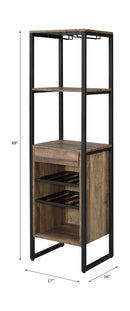 Narik Wine Rack, Weathered Oak Finish Acme
