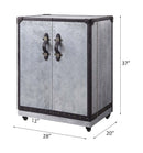 Brancaster Wine Cabinet, Antique Ebony Top Grain Leather & Aluminum Acme