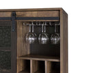 Treju Wine Cabinet, Obscure Glass, Rustic Oak & Black Finish Acme