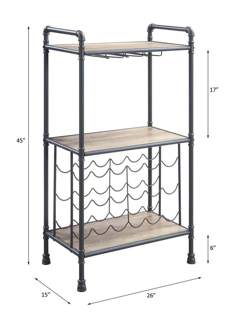 Brantley Wine Rack, Antique Oak & Sandy Gray Finish Acme
