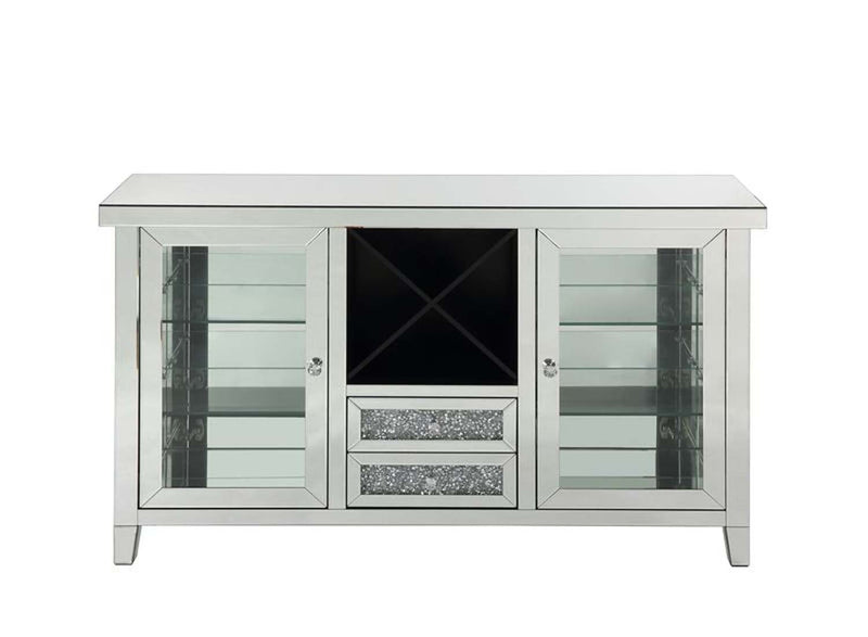 Noralie Wine Cabinet w/Led, Mirrored & Faux Diamonds Acme
