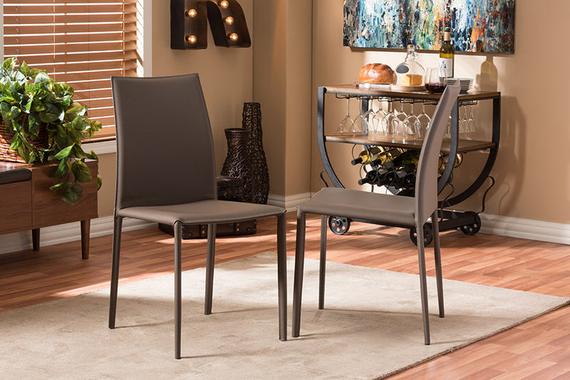 Ayana Taupe Bonded Leather Upholstered Dining Chair (Set of 2) Baxton
