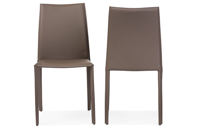 Ayana Modern and Contemporary Taupe Bonded Leather Upholstered Dining Chair (Set of 2)