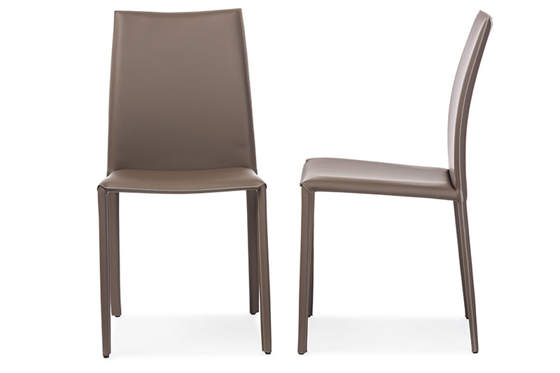 Ayana Modern and Contemporary Taupe Bonded Leather Upholstered Dining Chair (Set of 2)