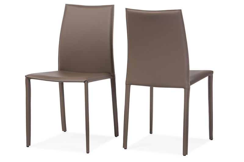 Ayana Modern and Contemporary Taupe Bonded Leather Upholstered Dining Chair (Set of 2)