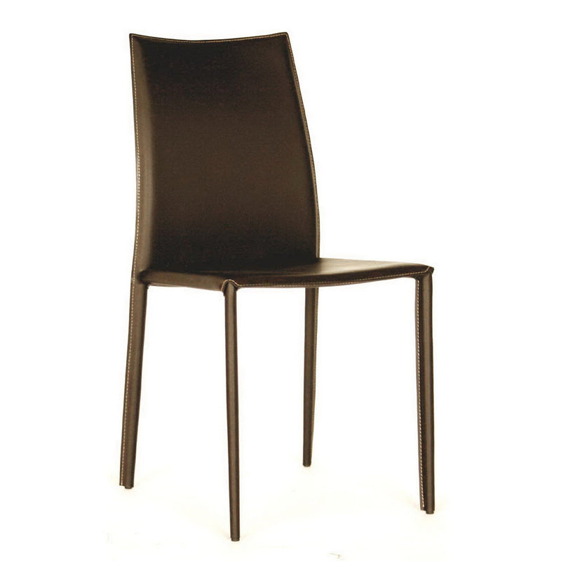 Trine Brown Leather 2Pc Dining Chair Set Baxton