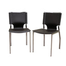 Davet Brown Leather Dining Chair w/Chrome Frame (Set of 2) Baxton