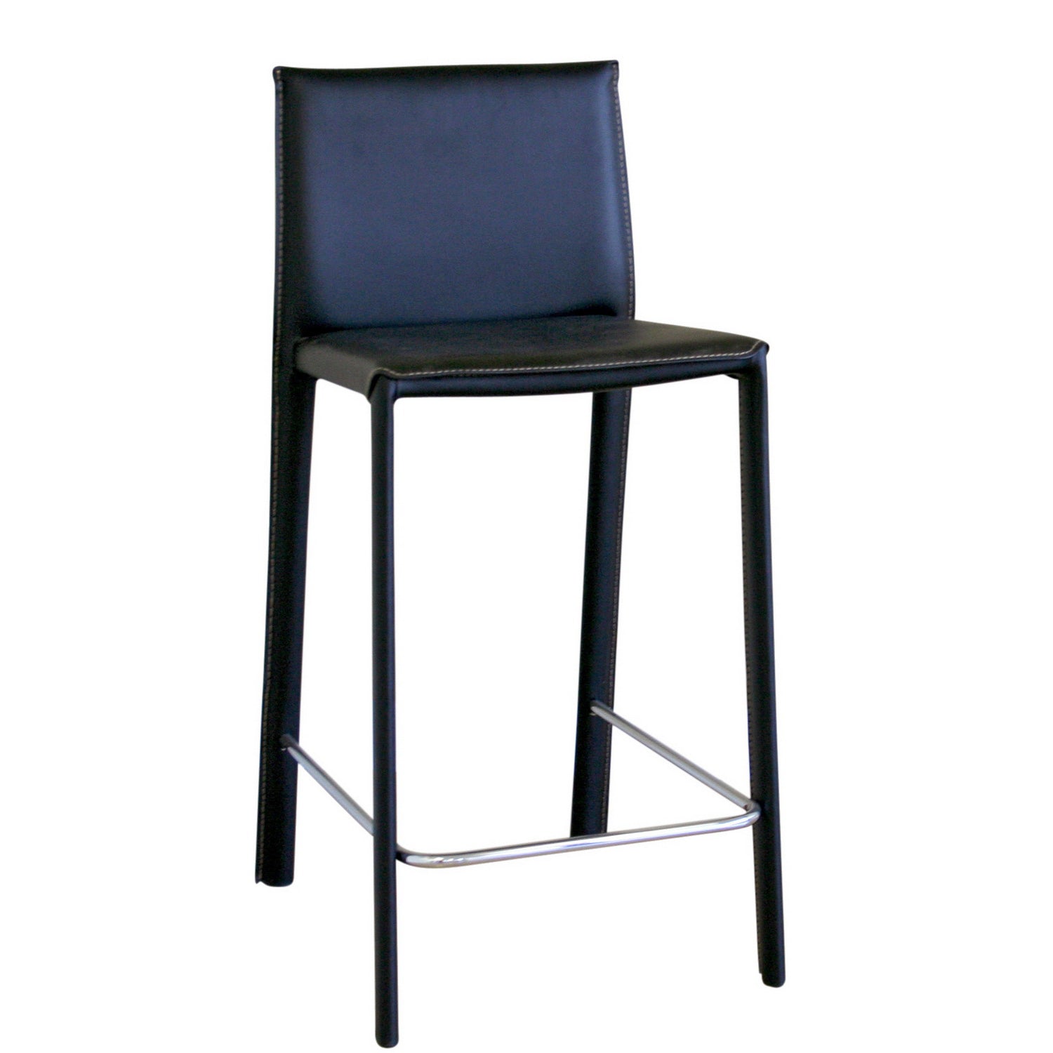 Trine Black Leather 2Pc Counter Height Stool Set