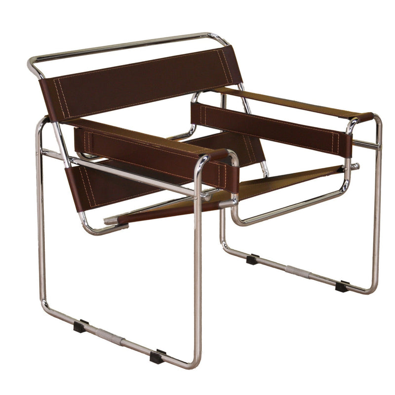 Roanoke Brown Leather Accent Chair Baxton