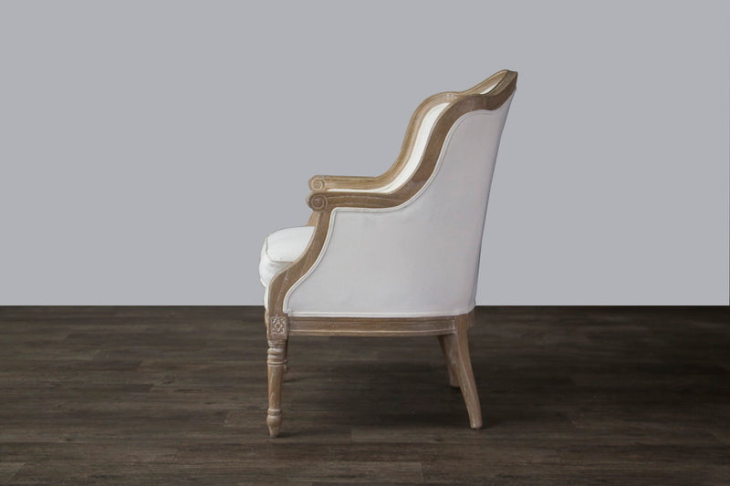 Tamblin Traditional French Accent Chair-Oak, Beige