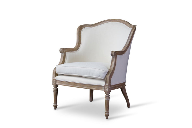 Tamblin Traditional French Accent Chair-Oak, Beige