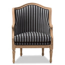 Tamblin Black and Gray Striped Accent Chair w/Cedar Wood Frame Baxton