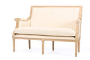 William Wood & Light Beige Linen Loveseat w/Mindi Wood Frame Baxton