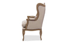 Kintamani White Wash Distressed Two-tone Beige Armchair w/Cabriole Legs Baxton