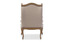 Kintamani White Wash Distressed Two-tone Beige Armchair w/Cabriole Legs Baxton