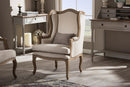 Kintamani White Wash Distressed Two-tone Beige Armchair w/Cabriole Legs Baxton
