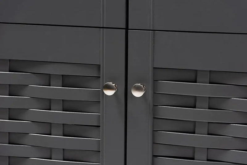 Acadia Dark Gray 4-Door Wooden Entryway Shoe Storage Cabinet iHome Studio