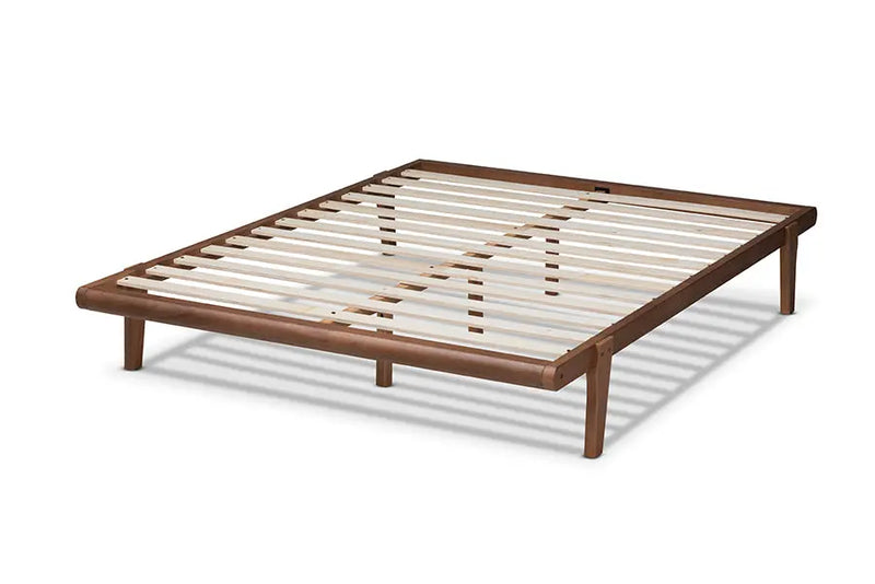Adeline Walnut Brown Wood Platform Bed (King) iHome Studio