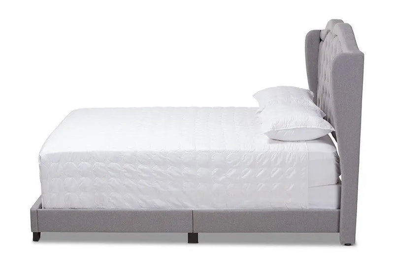 Aden Grey Fabric Upholstered Bed (King) iHome Studio