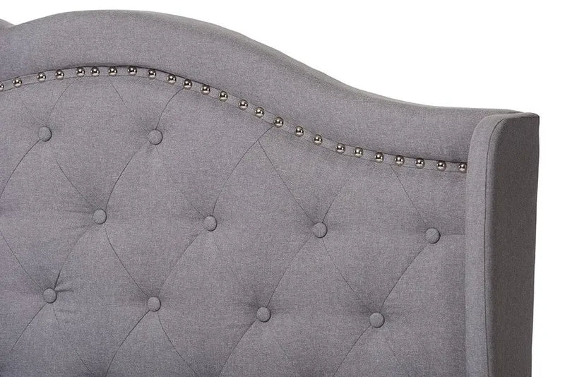 Aden Grey Fabric Upholstered Bed (King) iHome Studio